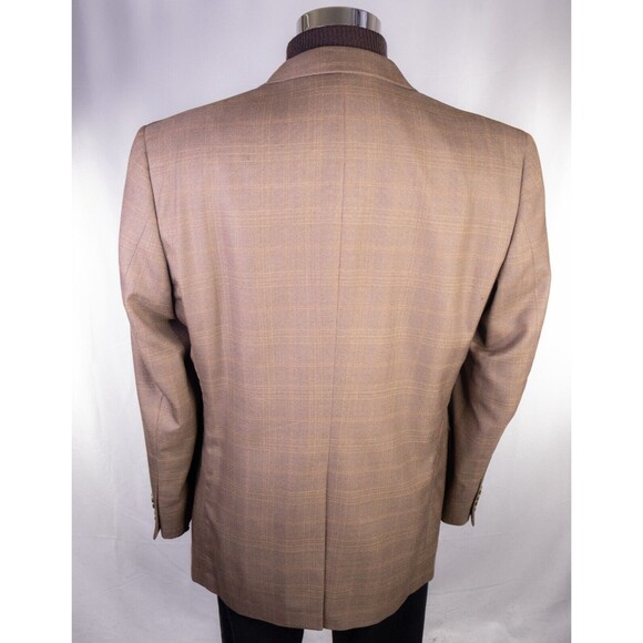 Jos A Bank Blazer Sz 42R Windowpane Beige Sports Coat Suit Jacket Wool/Silk EUC - Picture 7 of 14